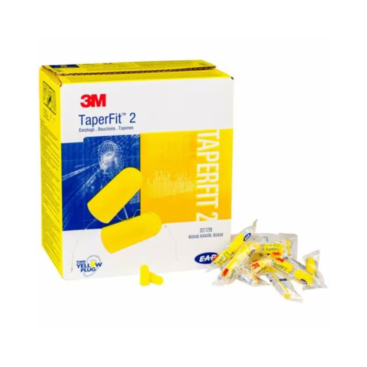 3M™ E-A-Rsoft™ TaperFit™ 2 Regular Uncorded Earplugs, Poly Bag, 312-1219, 26dB (Class 5) (Box of 200 Pairs)