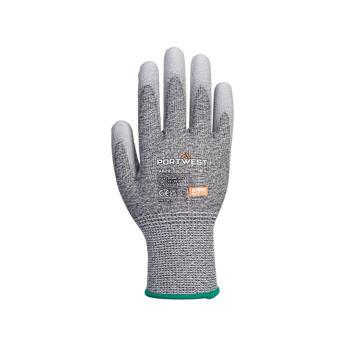 Portwest MR Cut PU Palm Glove Grey Safety Gloves A622 (Pair)