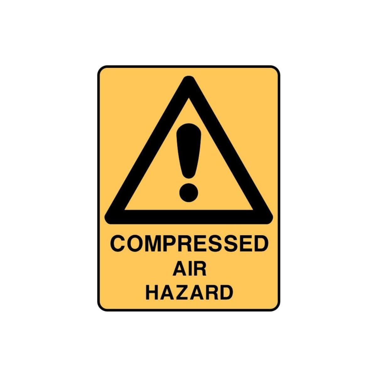 Warning Sign - Compressed Air Hazard (Self Adhesive Vinyl) H250mm x W180mm (Each)