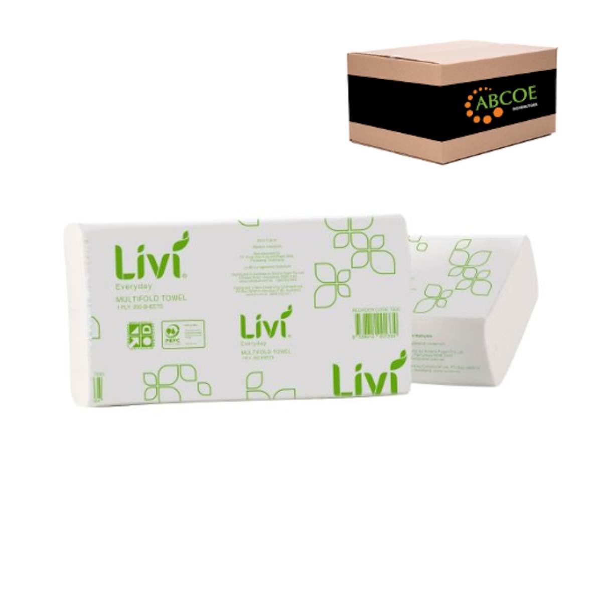Livi Hand Towel Everyday Multifold 1 Ply 33-CT7200L (Carton of 20 Packs of 200)