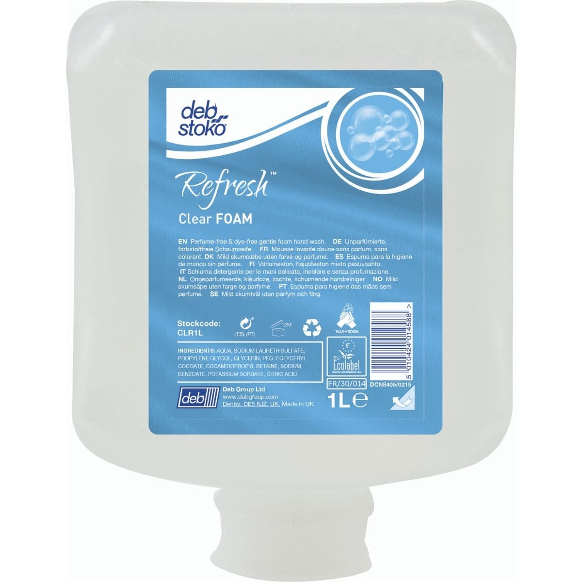 Refresh Clear FOAM Cartridge-Perfume & Dye free 1L Cartridge (PACK OF 6)