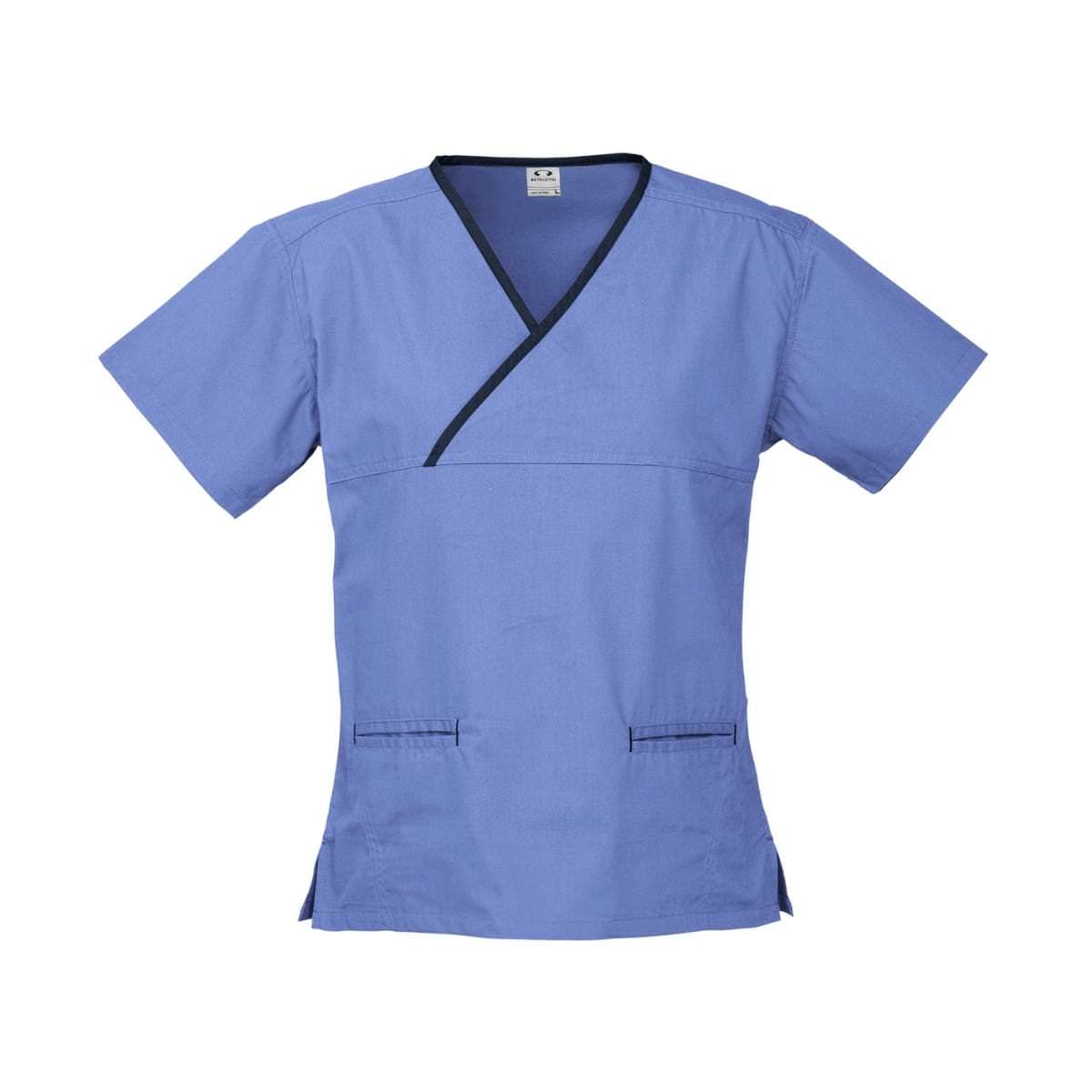 Ladies Contrast Crossover Scrubs Top H10722