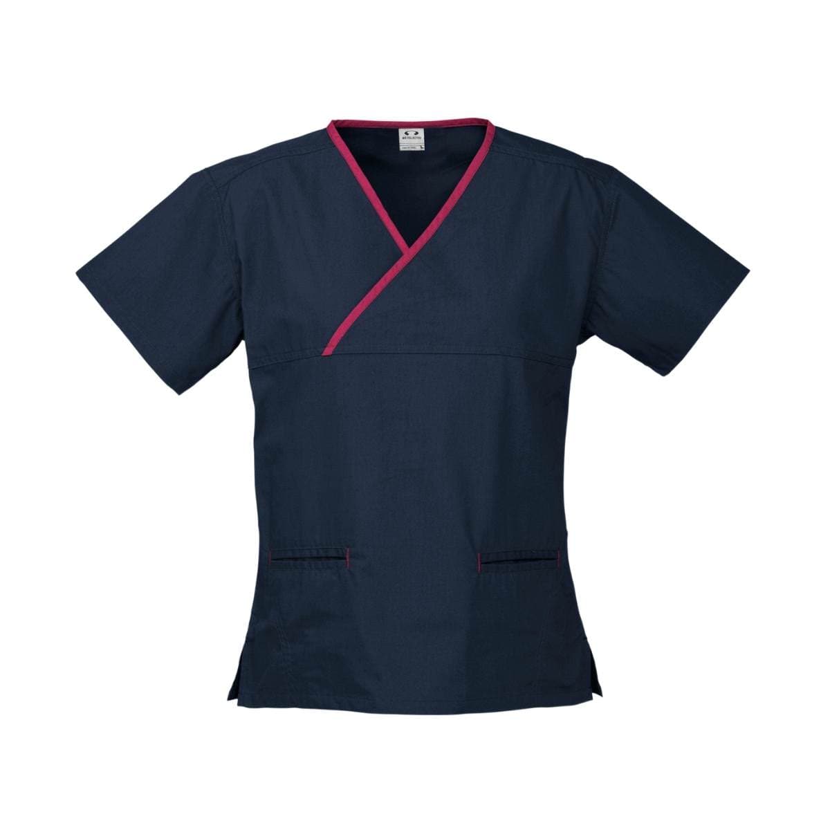 Ladies Contrast Crossover Scrubs Top H10722