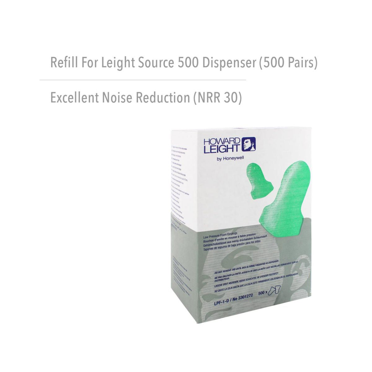 Howard Leight Source 500 Contoured T-Shape Polyurethane Foam Uncorded Earplugs (Box of 500)