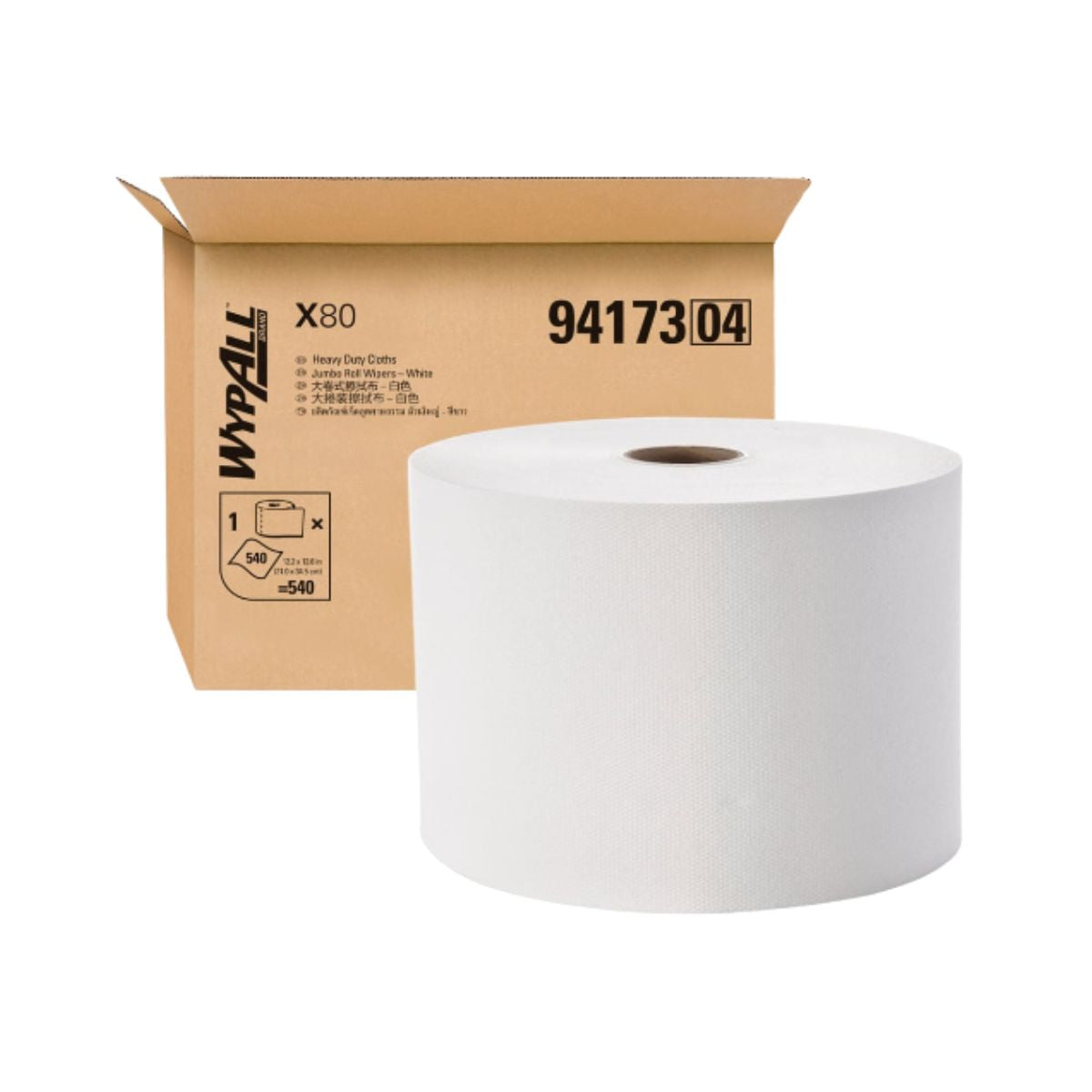94173 WypAll X80 Jumbo Roll Heavy Duty Wipes - Perforated White (Per Roll)
