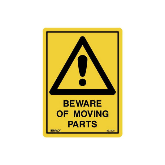 Safety Warning Stick On Labels - Beware Of Moving Parts (Self Adhesive Vinyl)