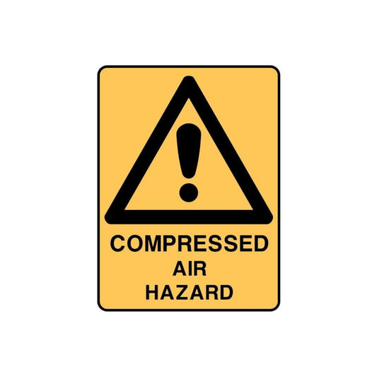 Warning Sign - Compressed Air Hazard (Self Adhesive Vinyl) H250mm x W180mm (Each)