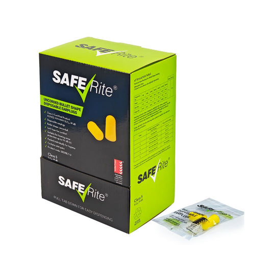 Saferite Bullet Shape Disposable Class 5 Earplugs - Uncorded SREPBLT-U (Box of 200 Pairs)