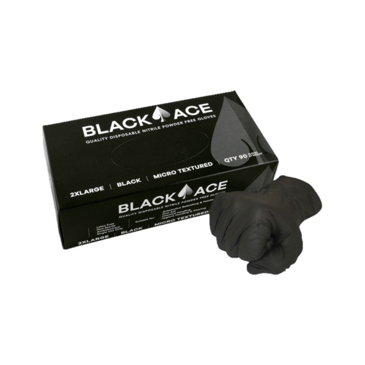 Black Ace Disposable Nitrile Gloves, Powder Free (Box of 100)