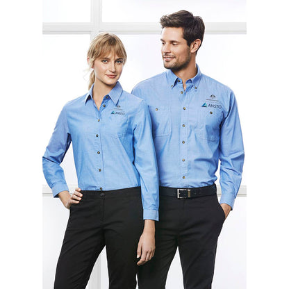 ANSTO Men's Chambray Long Sleeve Shirt AN-SH112CB