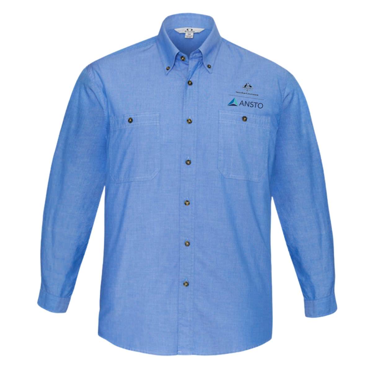 ANSTO Men's Chambray Long Sleeve Shirt AN-SH112CB