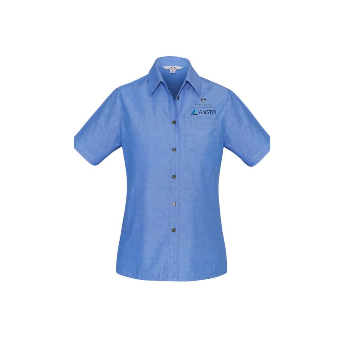 ANSTO Women's Chambray Short Sleeve Shirt AN-LB6200CB