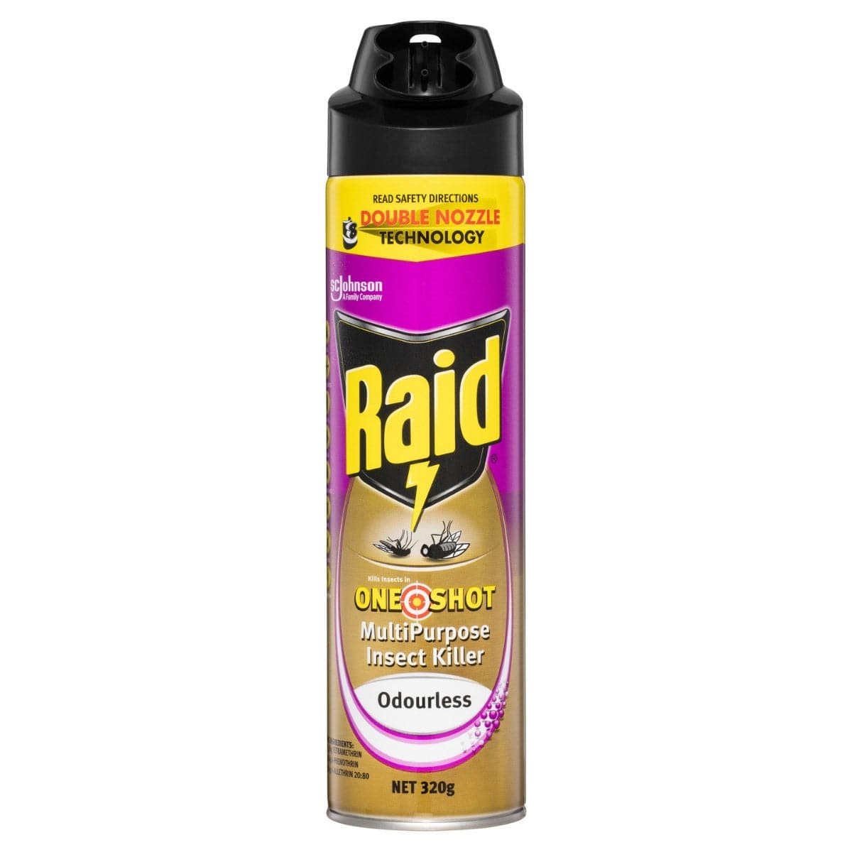 Raid Double Nozzle(Oneshot)Multipurpose Insect Killer (replaces 616181) 320G (PACK OF 6)
