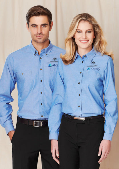 ANSTO Women's Chambray Long Sleeve Shirt AN-LB6201CB