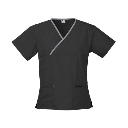 Ladies Contrast Crossover Scrubs Top H10722