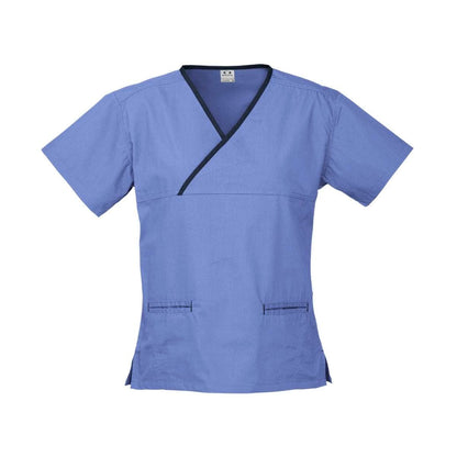 Ladies Contrast Crossover Scrubs Top H10722