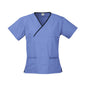 Ladies Contrast Crossover Scrubs Top H10722
