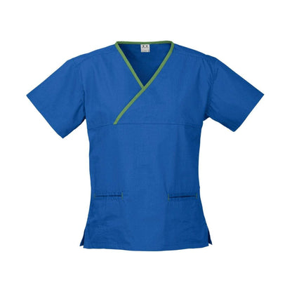 Ladies Contrast Crossover Scrubs Top H10722
