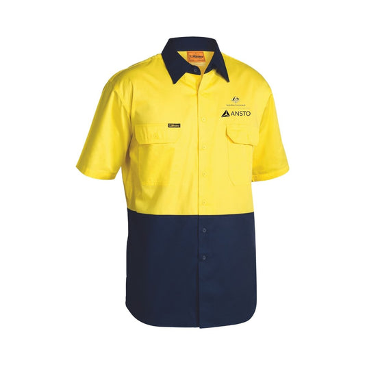 ANSTO Hi Vis Cool Lightweight Drill Short Sleeve Shirt AN-BS1895YN